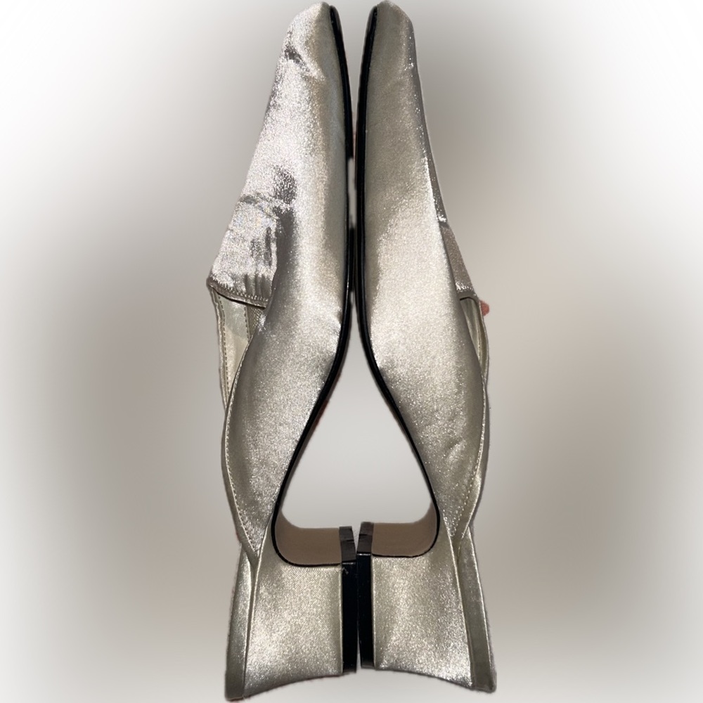 Cacique Satin Ivory Slip On Heeled Slippers Size 8